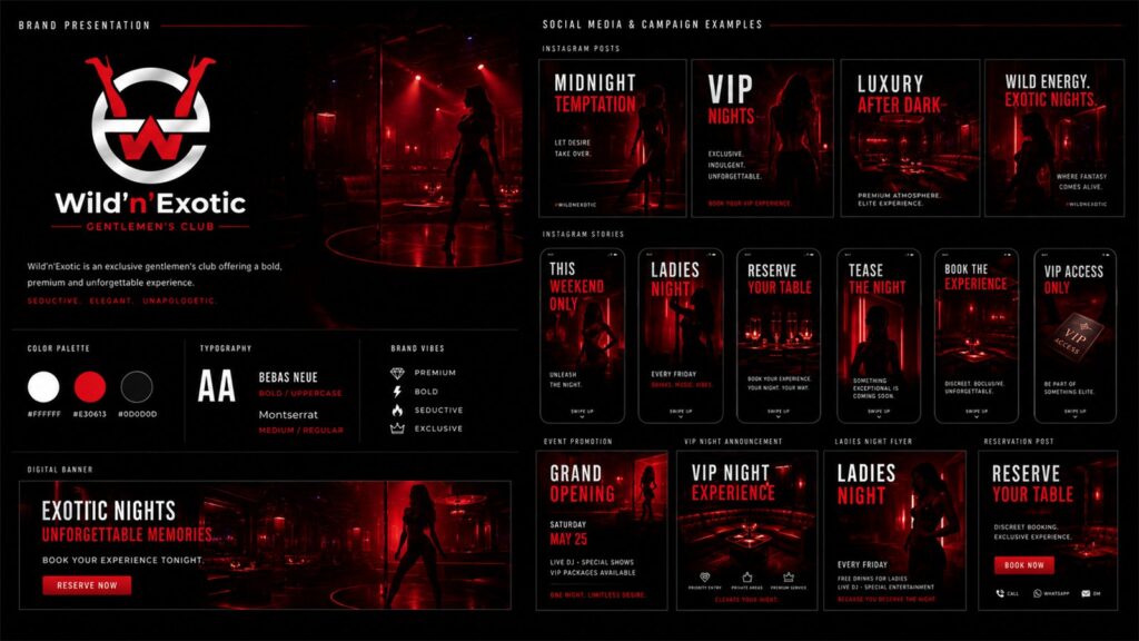 Wild n Exotic – nightlife brend - portfolio rad Mozaikod